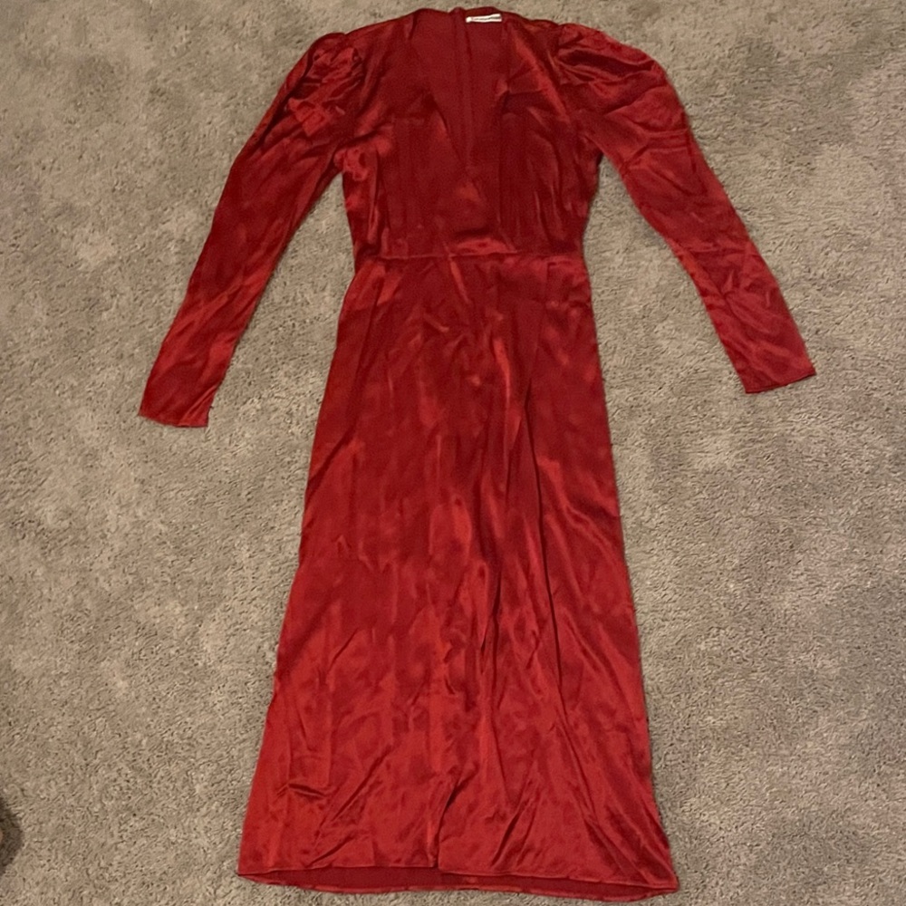 Reformation Toronto Dress in Crimson Silk